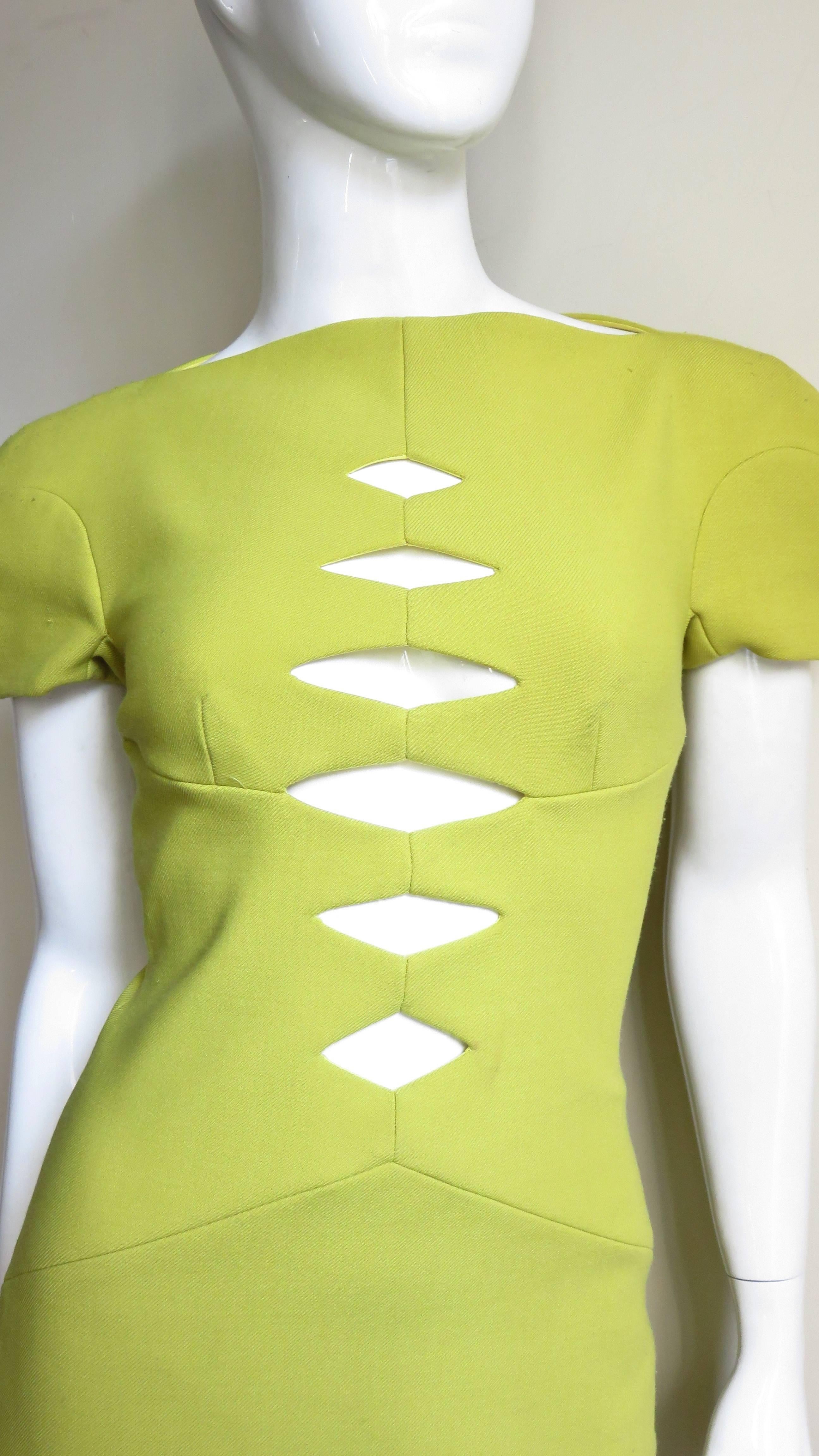 Green 2000s Versace Dress with Cutouts