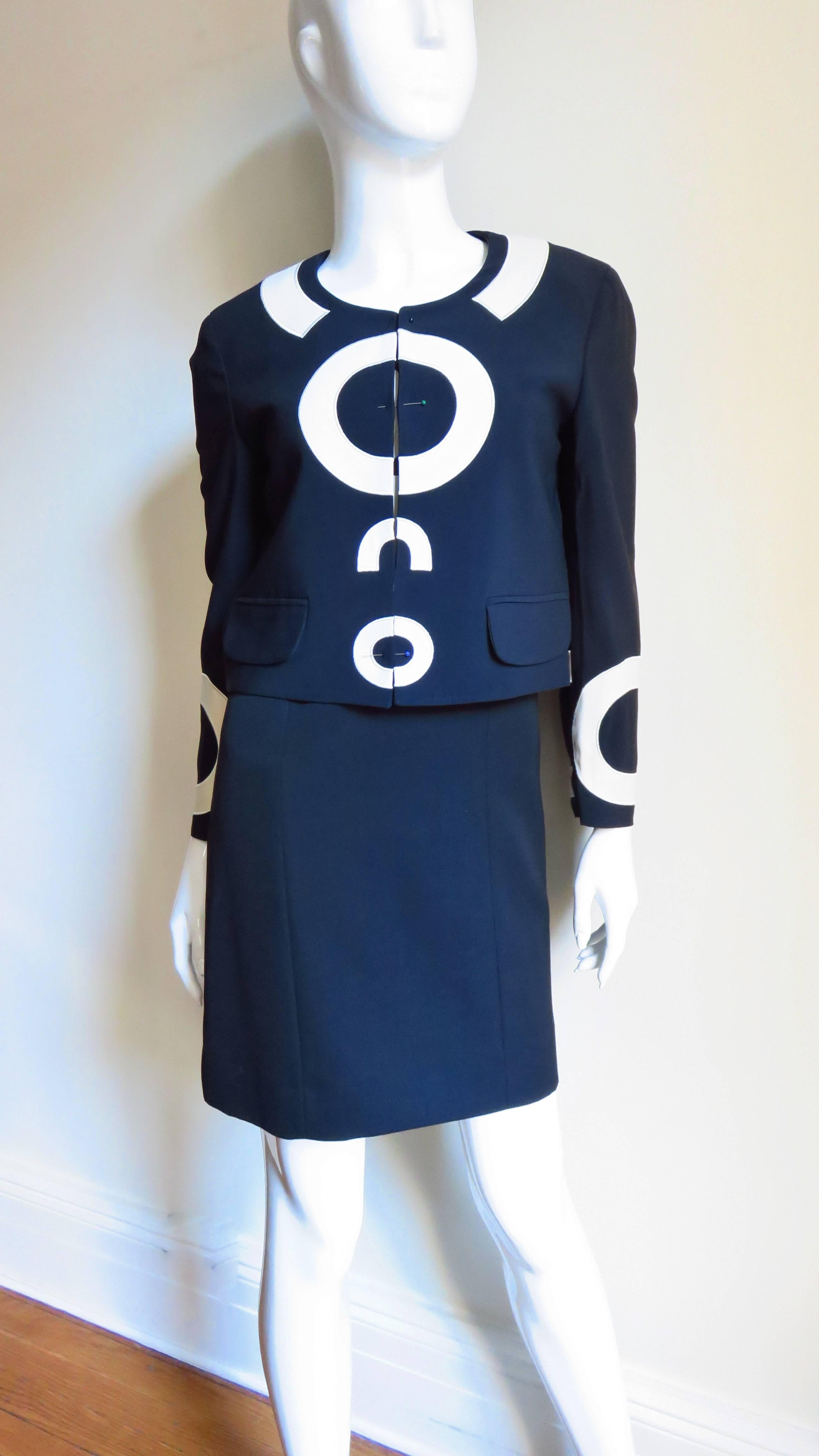 Moschino Couture Letter Applique Dress and Mod Geometric Jacket In Excellent Condition In Water Mill, NY