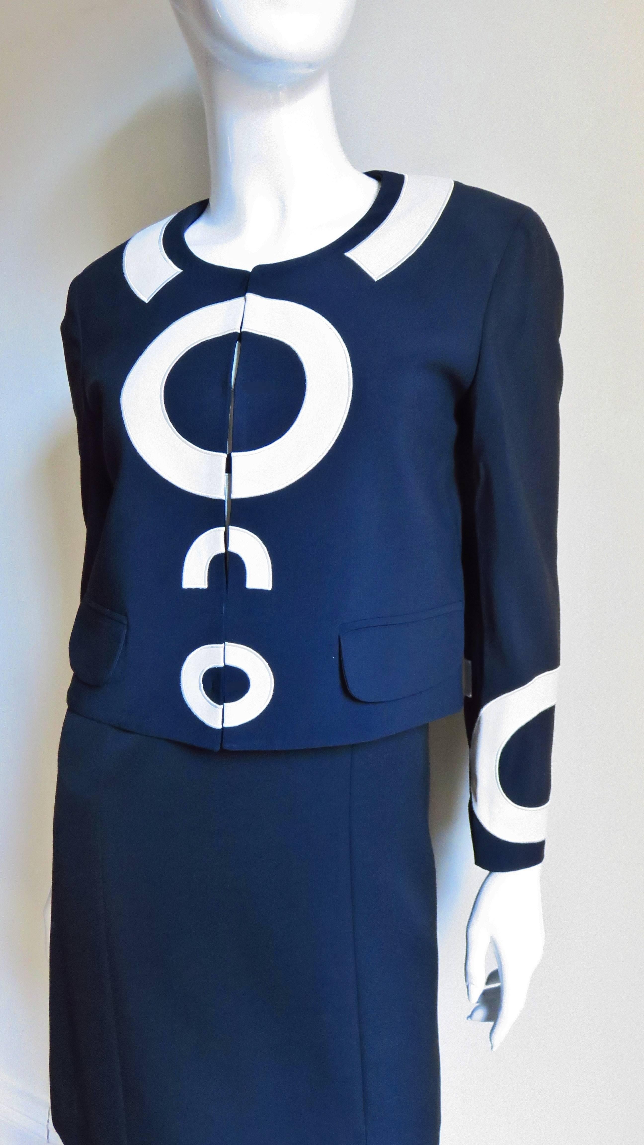 Moschino Couture Letter Applique Dress and Mod Geometric Jacket 1