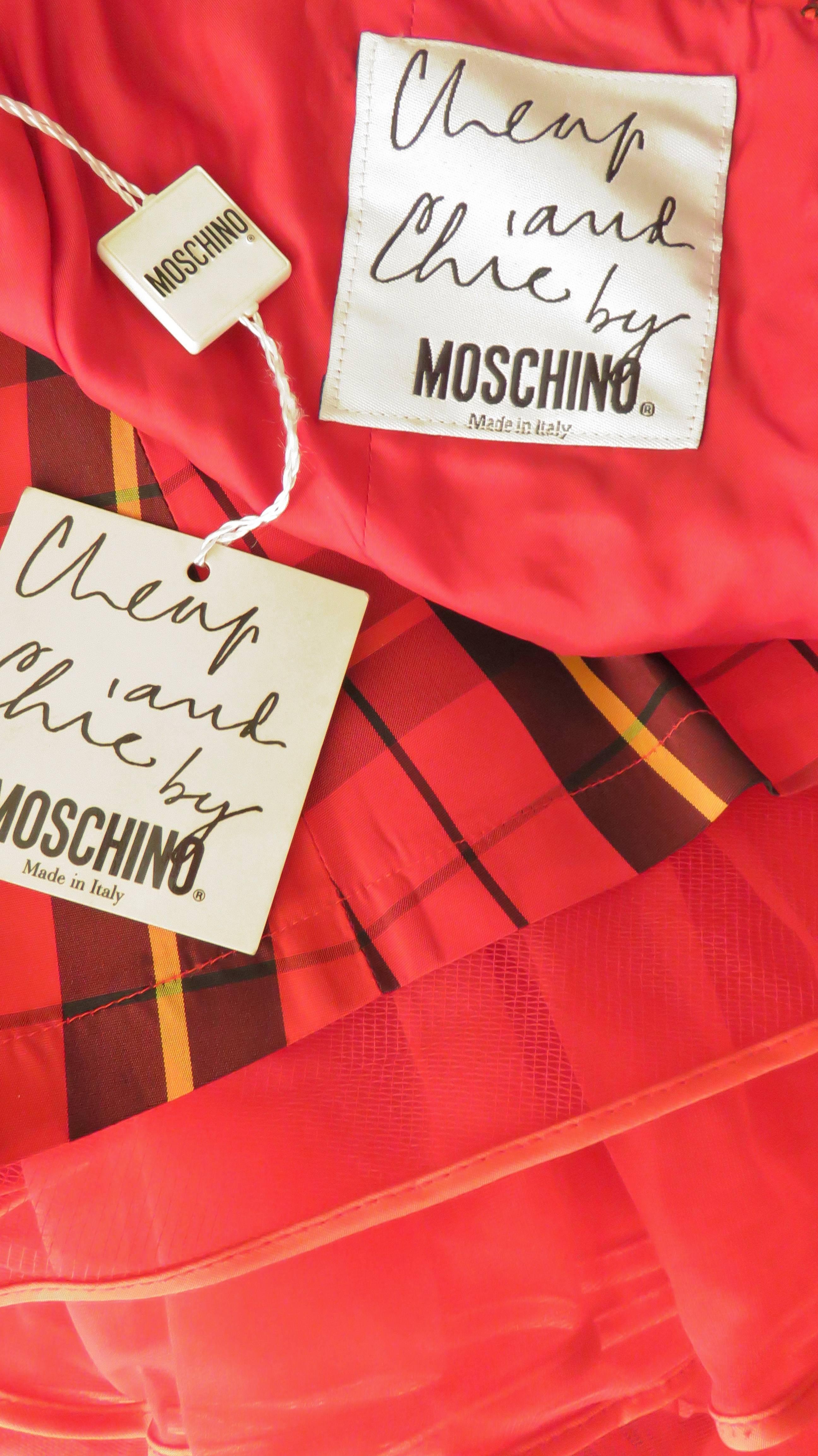 1990s Moschino New Plaid Taffeta Halter Dress 4