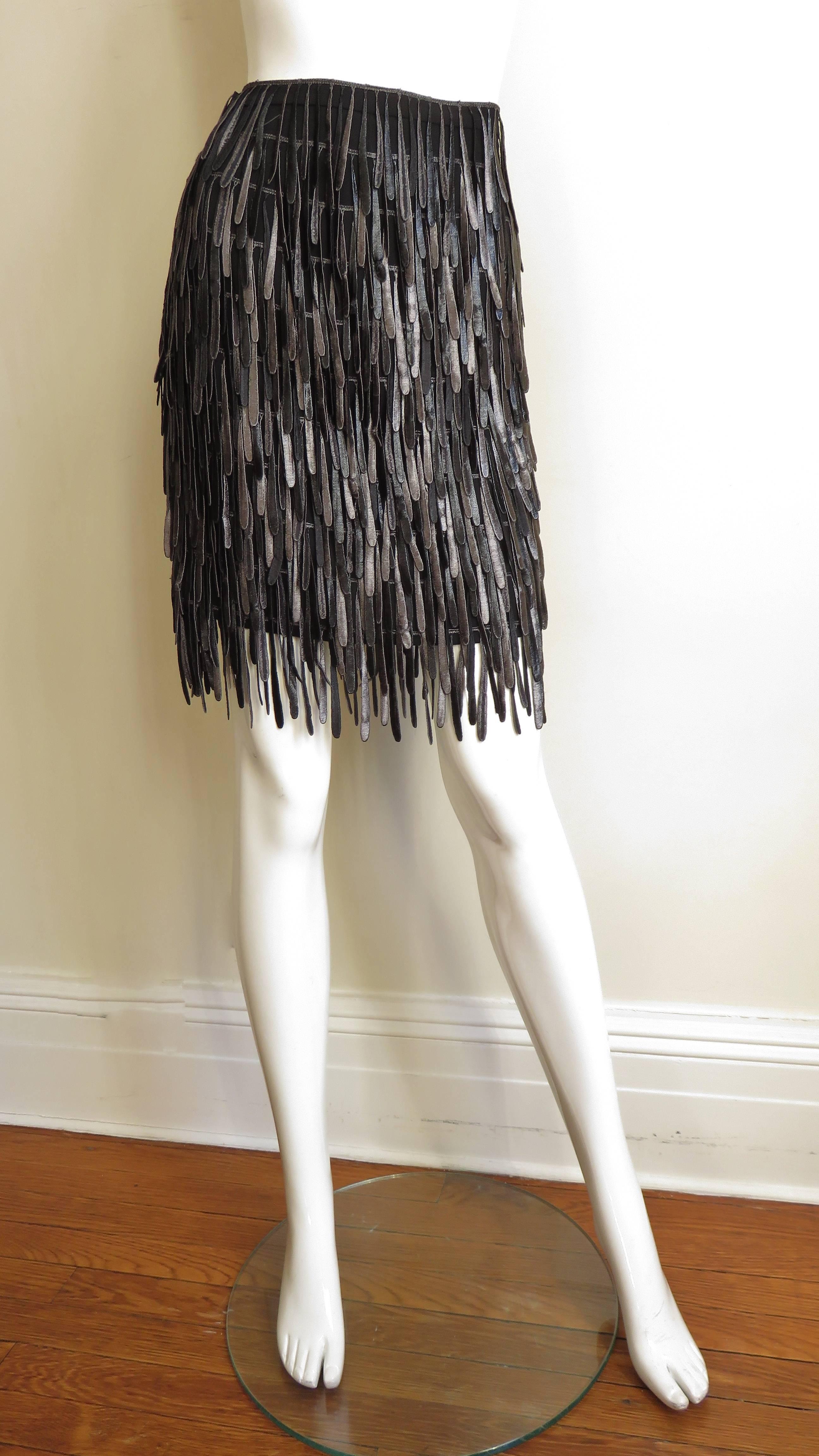 Fendi Silk Fringe Skirt In Good Condition In Water Mill, NY