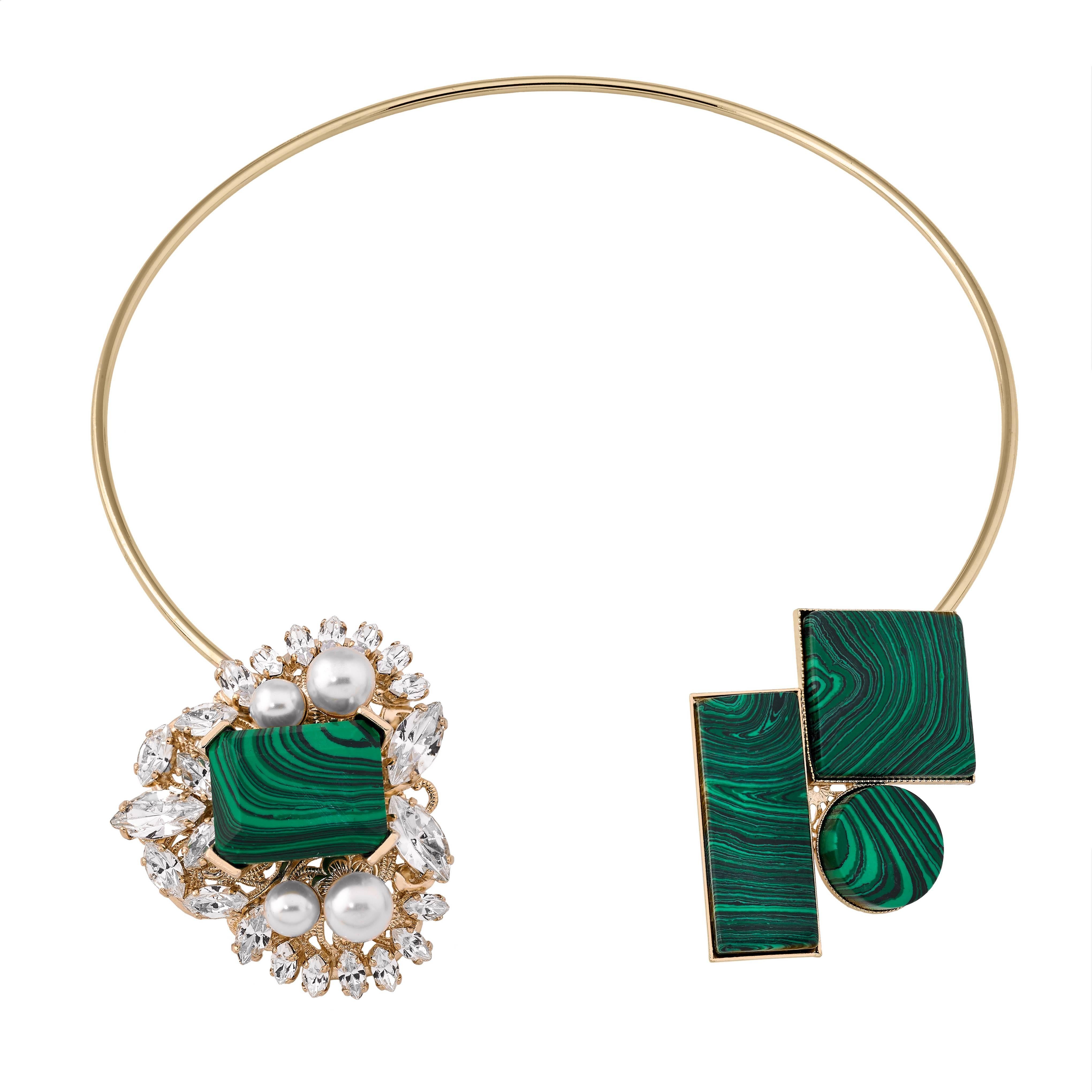 Anton Heunis Pearl & Malachite Necklace  For Sale