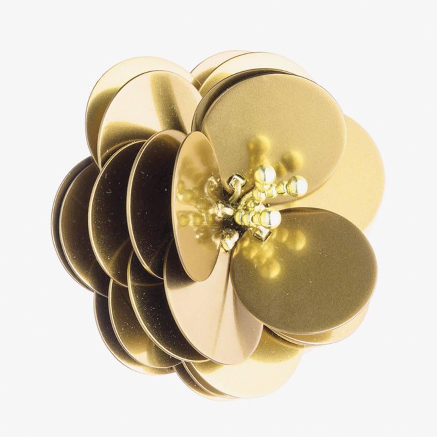 Flower earrings in Yellow gold plate. Post and butterfly backing with clip for extra support.
