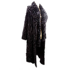 Exquisite Long Black Mink Fur and Silk Ribbon Coat and matching Scarf 5