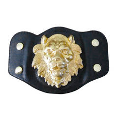 Temperley London Gold Lion Black Leather Belt
