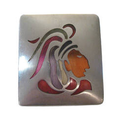 LOS CASTILLO Taxco Sterling Silver Pluma Azteca Indian Chieftain Brooch Pin 5