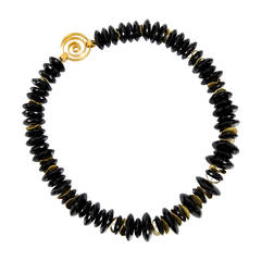 Black Spinel and Gilt Sterling Silver Necklace