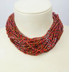 Multi Strand Tribal Glass Heishi Necklace