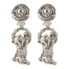 Barry Kieselstein Cord Tiger Cub Sterling Silver Drop Earrings