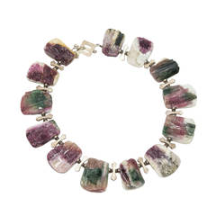 Stunning Tourmaline Natural Freeform Druzy Silver Necklace 5