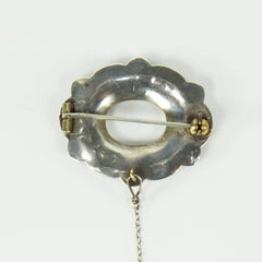 Antique Victorian Sterling Silver Scottish Agate Pebble Brooch Pin