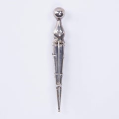 Antique Scottish Agate and Citrine Sterling Silver Dirk Dagger Brooch Pin