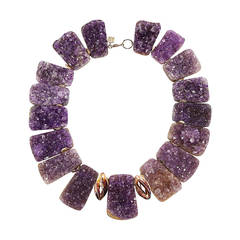 Sensational Genuine Natural Gem Amethyst Quartz Druzy Necklace 7