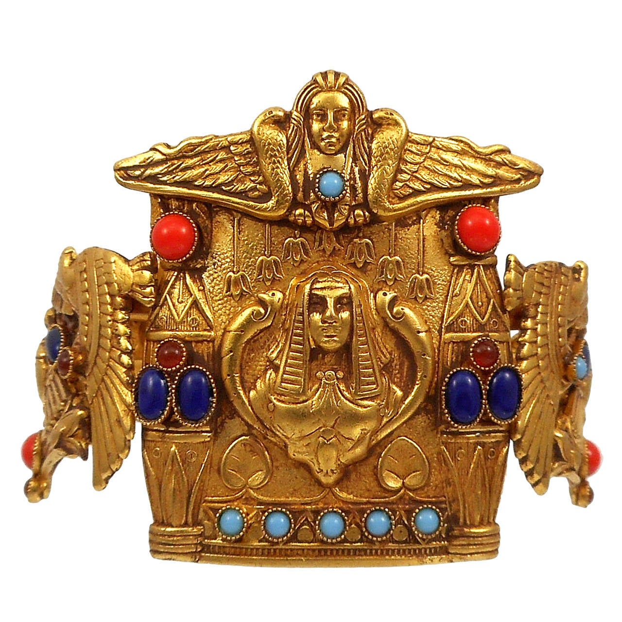 Askew London 'Egyptian Revival' Cleopatra and Falcon Cuff Bracelet