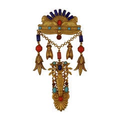 Vintage Askew London 'Egyptian Revival' Double Sphinx Drop Brooch Pin