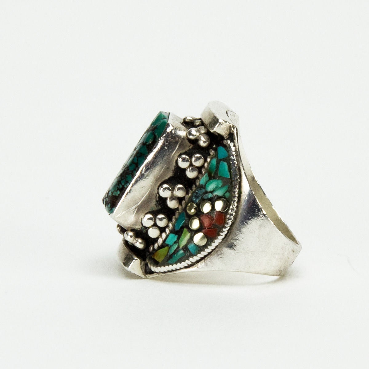 Modernist Native American Navajo Turquoise Sterling Silver Ring