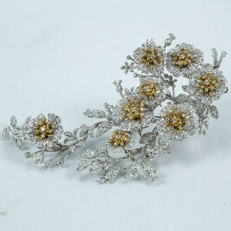 Women's Tremblant Cascading Multi Flower Sterling Silver signed Jarin Pin Brooch