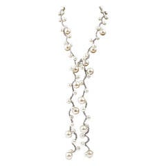 Long and Elegant faux Pearl Braided Wire Necklace 5