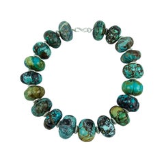 Superbe collier ras du cou en turquoise et argent sterling