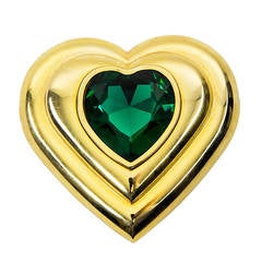 Yves Saint Laurent Paris Emerald Green Crystal Jewel Heart Compact YSL