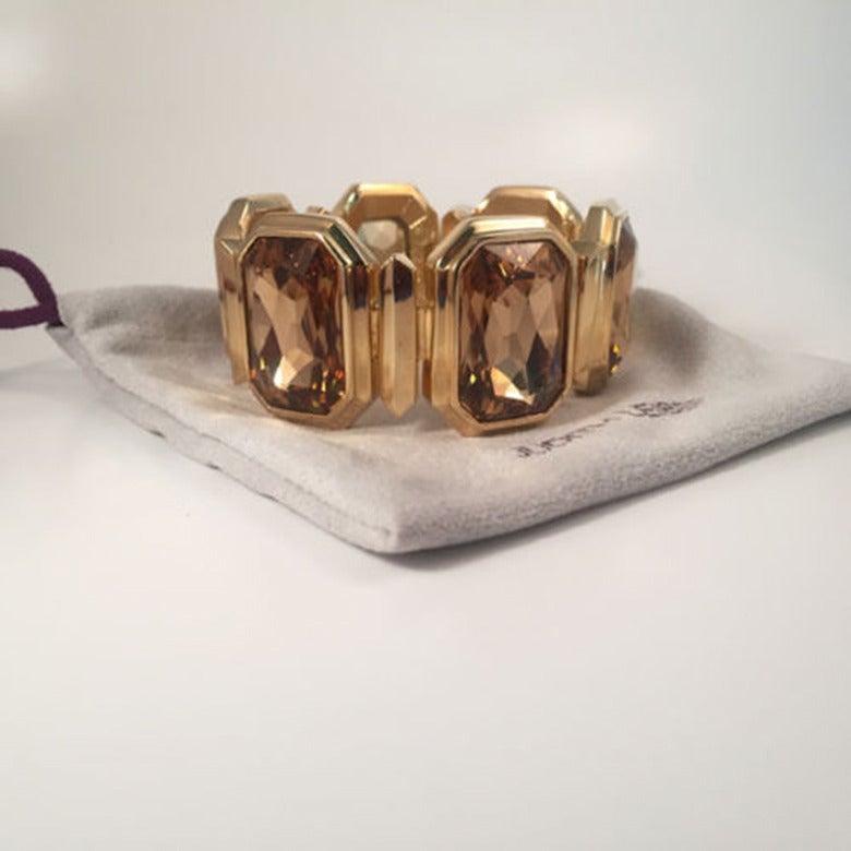 Modernist Judith Leiber Emerald Cut Swarovski Crystal Statement Bracelet