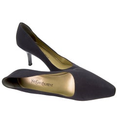 Chaussures à talons Yves Saint Laurent Shantung en soie noire, taille 39,5, Italie