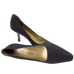 Yves Saint Laurent Shoes Black Shantung Silk Pumps 11