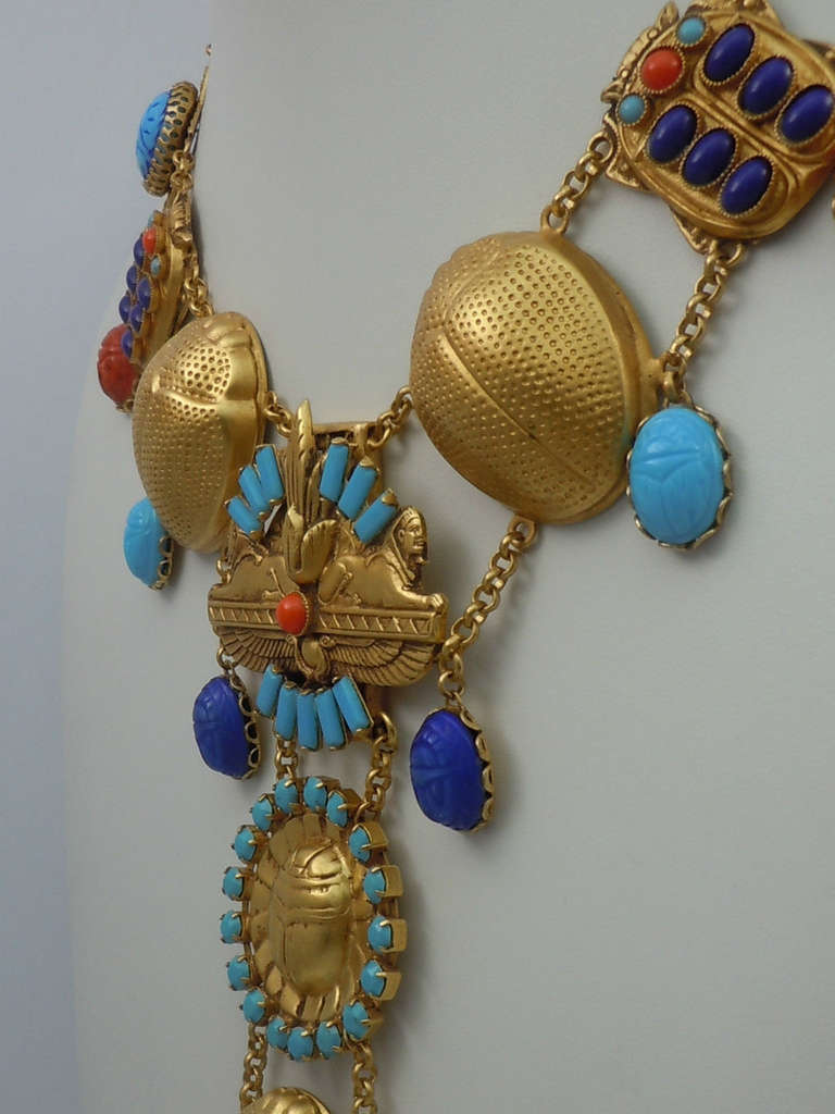 Women's Askew London 'Egyptian Revival' Sphinx and Scarab Drop Necklace
