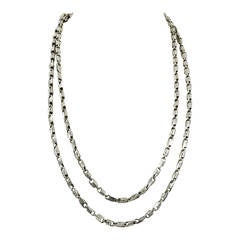 Mid Century Modern Long Silver Brutalist Watch Chain Necklace 10