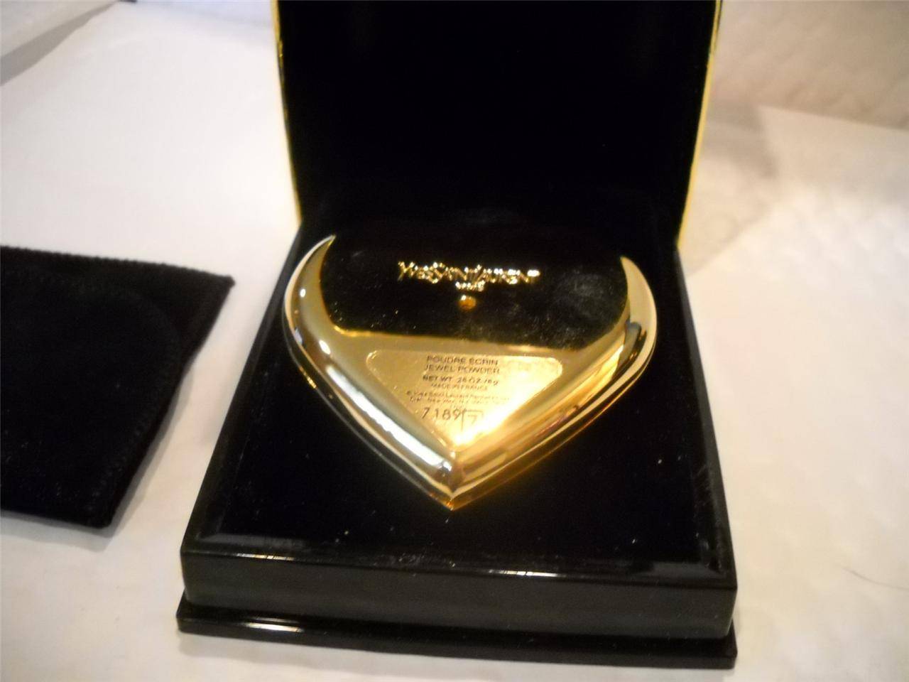 Black Yves Saint Laurent Paris Dazzling Crystal Jewels Heart Compact YSL