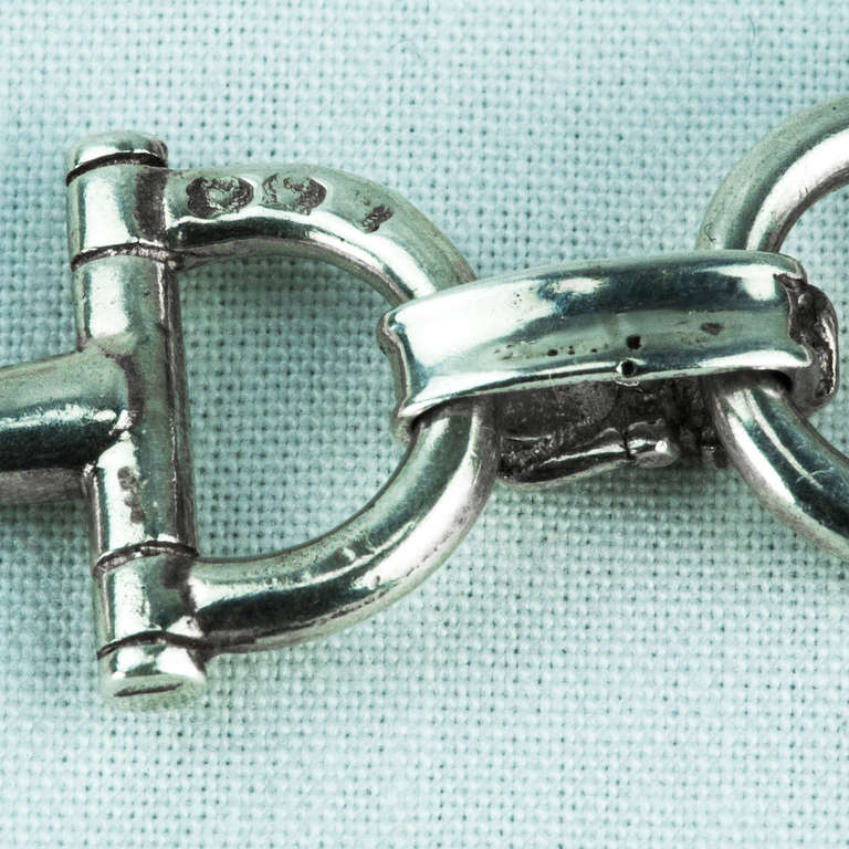 Vintage Hermes Equestrian Stirrup Sterling Silver Link Necklace at