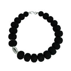Black Beaded Beads and Sterling Silver Necklace 9
