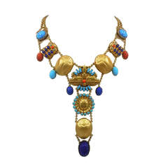Askew London 'Egyptian Revival' Sphinx and Scarab Drop Necklace