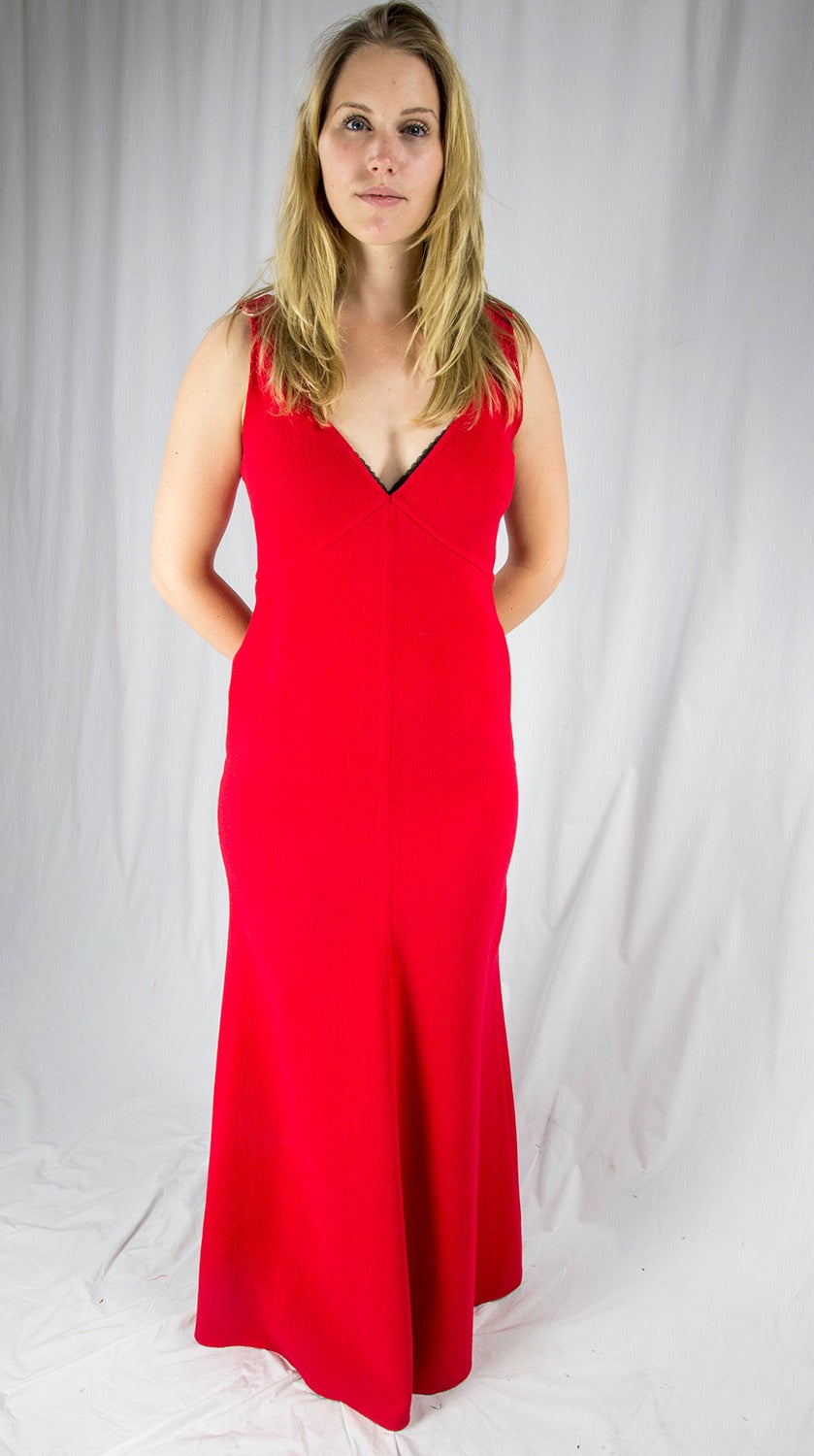 Serge et Real Langes rotes Vintage-Kleid und langer Schal im Angebot 3