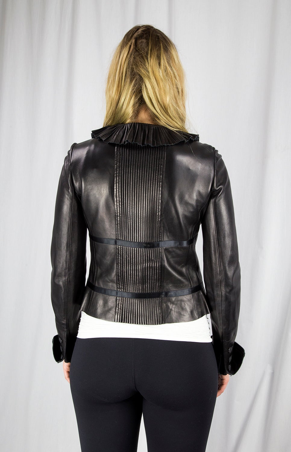 pleated leather jacket