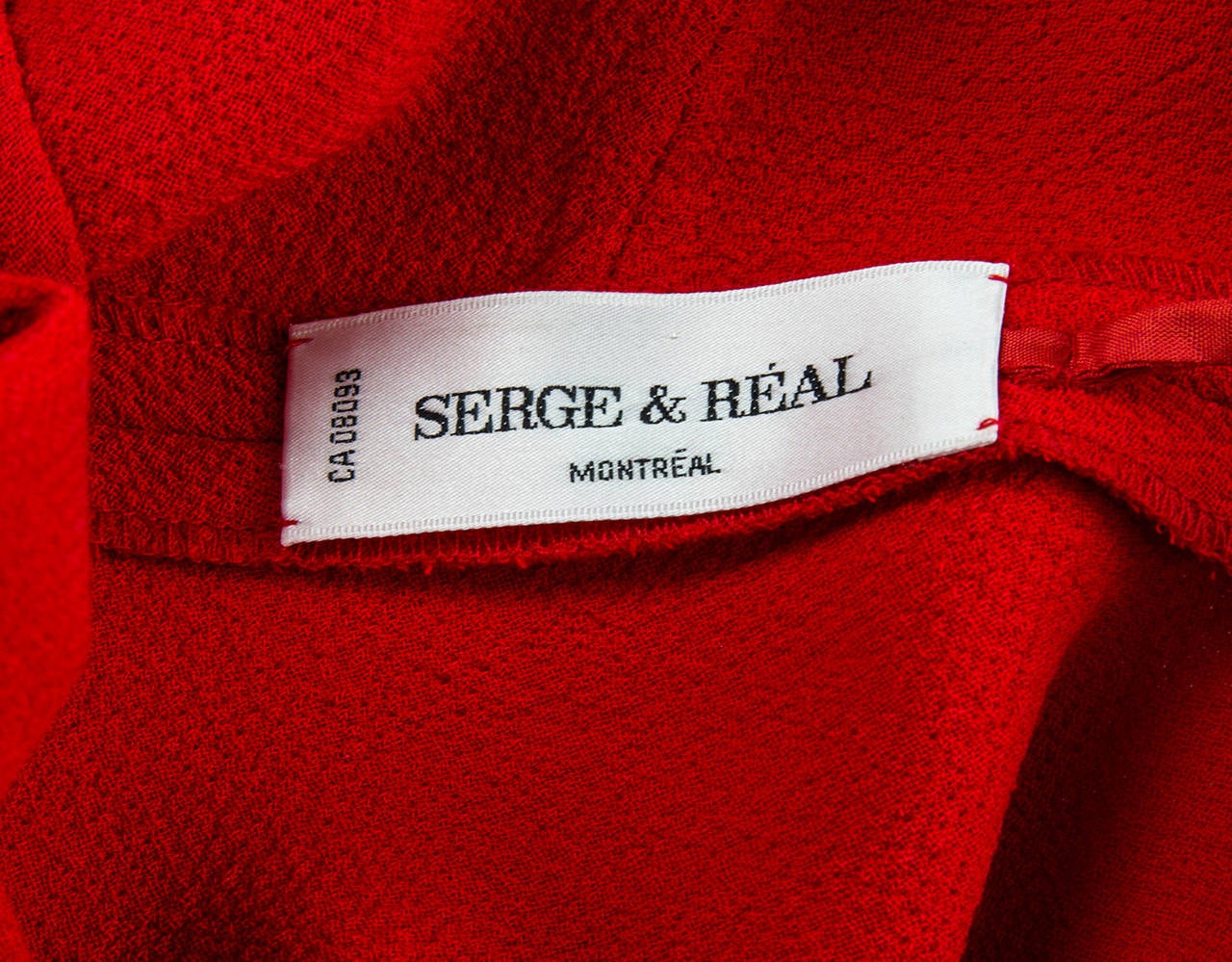 Serge et Real Langes rotes Vintage-Kleid und langer Schal im Angebot 4