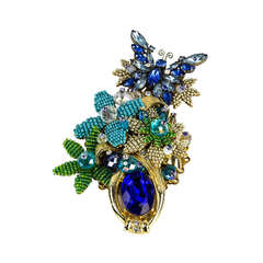 STANLEY HAGLER Butterfly on a Bed of Flowers Brooch Pin