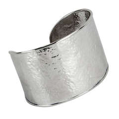 Chunky Mid Century Modern Sterling Silver Cuff Bracelet 11