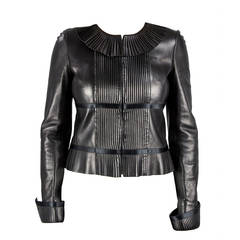 Vintage Iconic Chanel Black Lambskin Leather Jacket