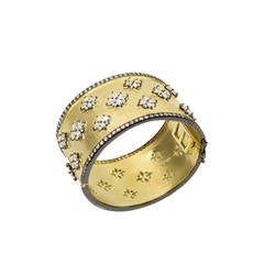 Gilt Sterling Silver CZ Statement Cuff Bangle Bracelet