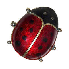 David Andersen Red Enamel Sterling Silver Ladybug Brooch Pin