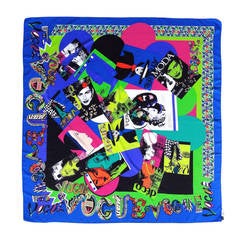 Iconic GIANNI VERSACE VOGUE Covers Print for AIDS Silk Shawl Scarf  C1990
