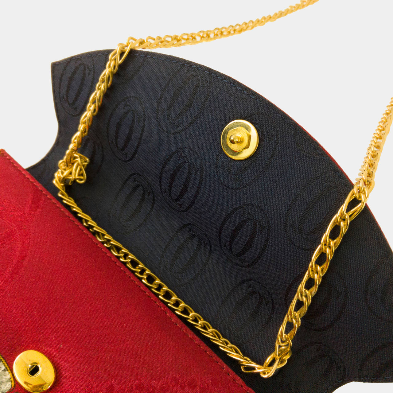Le Must de Cartier Red Silk Clutch Bag at 1stDibs