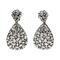 Teardrop CZ Encrusted Sterling Silver Dangle Earrings 2