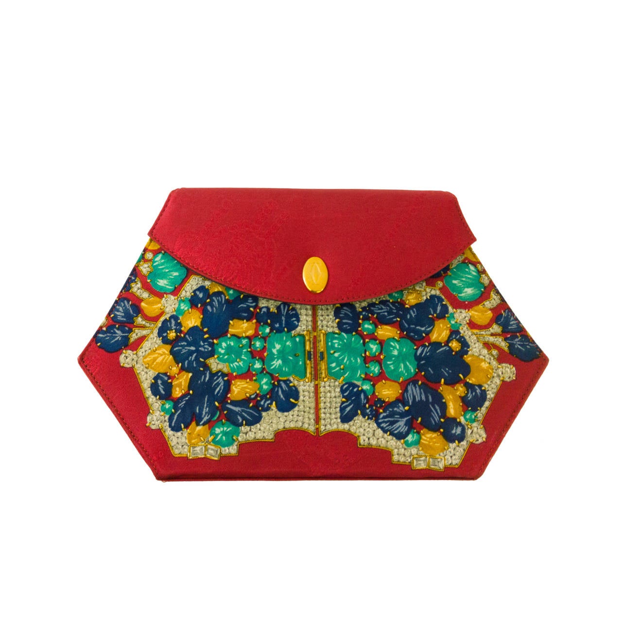 Le Must de Cartier Red Silk Clutch Bag