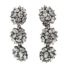Fabulous CZ Encrusted Triple Round Sterling Silver Drop Earrings 3
