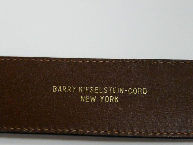 Women's Barry Kieselstein-Cord Black Belt with Sterling Silver Labrador Dog Buckle