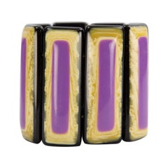 Vibrant Purple and  Banded Celluloid Bracelet