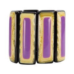 Vibrant Purple and Banded Celluloid Bracelet 1