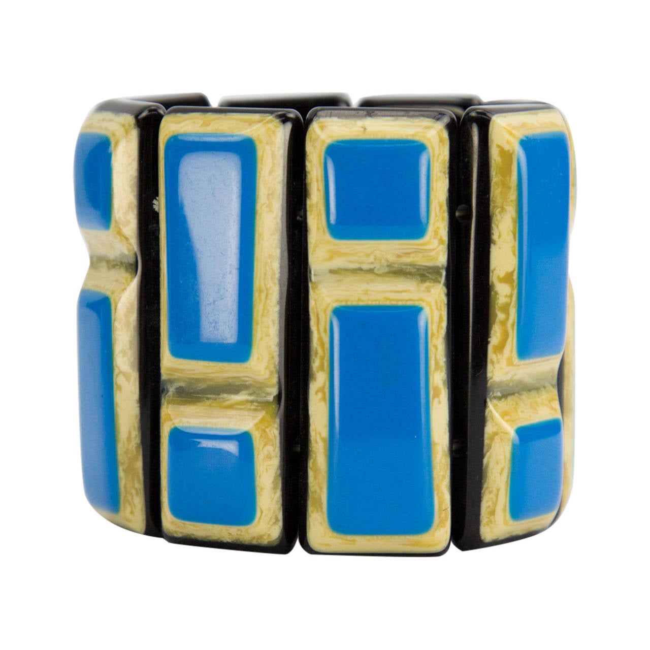Vibrant Turquoise Banded Celluloid Bracelet